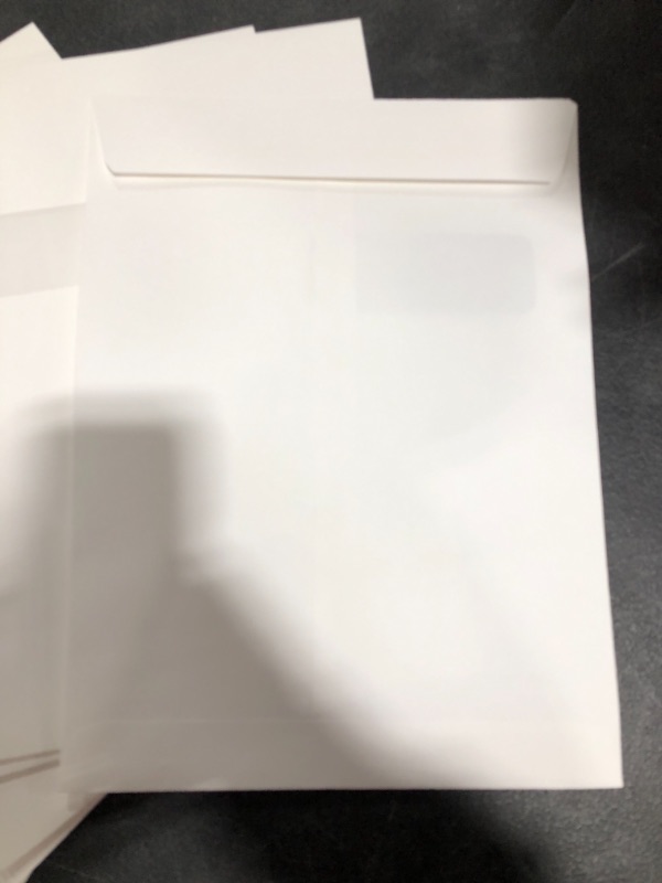 Photo 3 of 9 x 12 Open-End Window Envelopes in 28 lb. White w/Peel & Seel for Mailing a Business Letter, Catalog, Financial Document, Magazine. (White)
