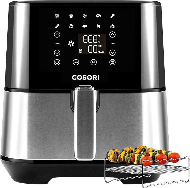 Photo 1 of COSORI Air Fryer (100 Recipes, Rack, 11 Functions) Large Oilless Oven Preheat/Alarm Reminder, 5.8QT, Digital-Stainless steel
