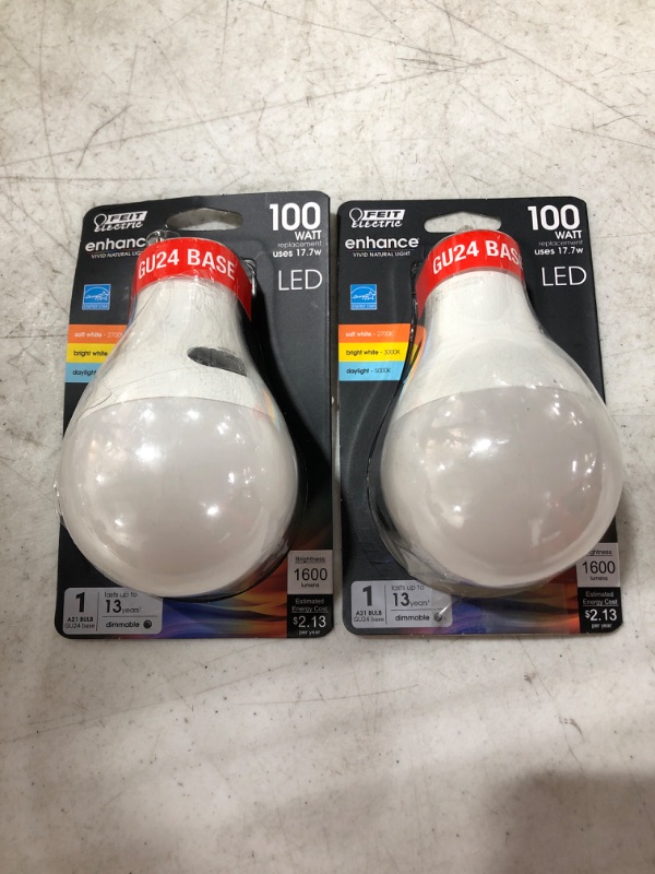 Photo 2 of 100-Watt Equivalent A21 Dimmable GU24 Base CEC Color Changing CCT ENERGY STAR 90+ CRI LED Light Bulb (1-Bulb)
LOT OF 2.