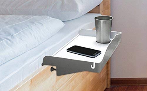 Photo 1 of Bedside Shelf for Bed – College Dorm Room Clip On Nightstand with Cup Holder & Cord Holder - Nightstand for Students – Bunk Bed Shelf for Top Bunk – Kids Nightstand for Bedroom (Plastic, White)
