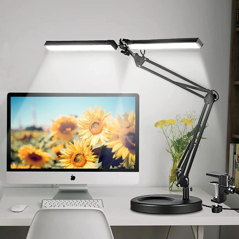 Photo 1 of 2-in-1 LED Desk Lamp with 160pcs Light Beads, Desk Lamps for Home Office, 24W Architect Desk Lights with Base and Clamp, 3 Colors Lighting 10 Stepless Dimming Modern Table Lamp for Reading/Study/Work

