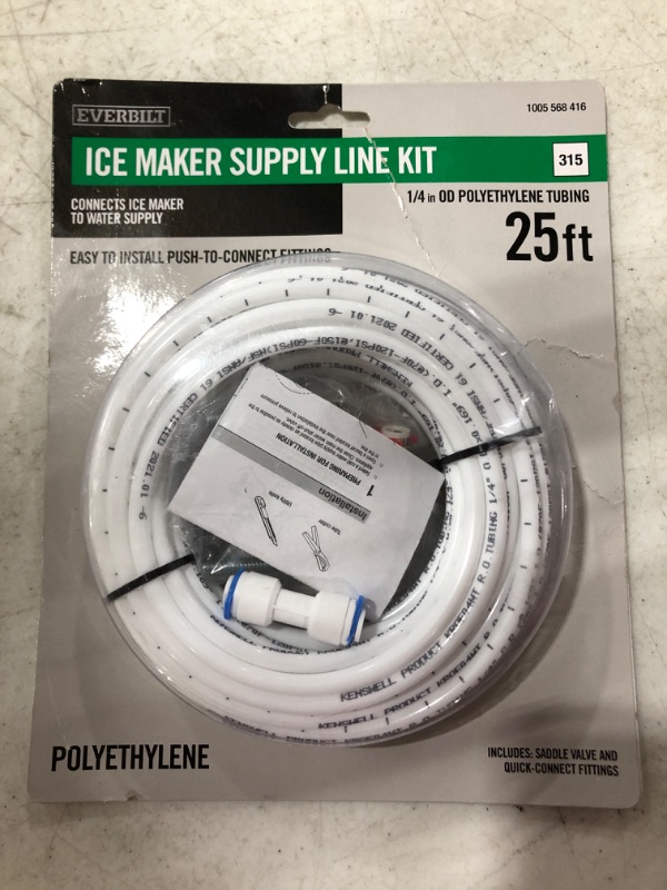 Photo 1 of 1/4 in. COMP x 1/4 in. COMP x 25 ft. Push-to-Connect Poly Ice Maker Installation Kit
