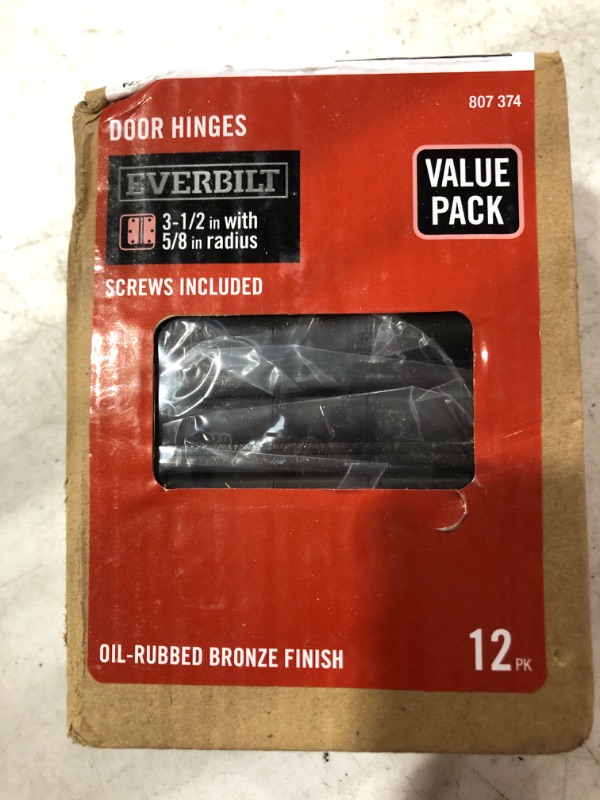 Photo 1 of 3-1/2 in. x 5/8 in. Radius Oil-Rubbed Bronze Door Hinge Value Pack (12 per Pack)
