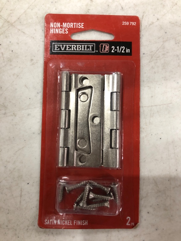 Photo 1 of 2-1/2 in. Satin Nickel Non-Mortise Hinges (2-Pack)
LOT OF 10.