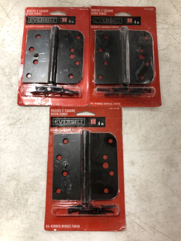 Photo 1 of 4 in. Square x 5/8 in. Radius Oil-Rubbed Bronze Security Door Hinge
LOT OF 3.