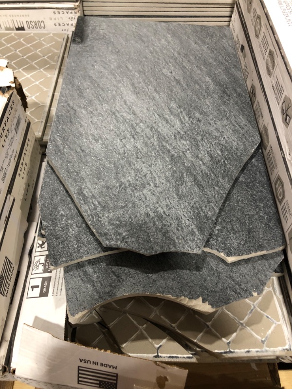 Photo 3 of Alpe Black 12 in. x 24 in. Porcelain Floor and Wall Tile (15.50 sq. ft./Case).
Approx. 14 Cases. DAMAGED/BROKEN TILES. FOR PARTS/REPAIR.