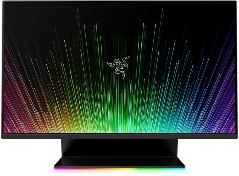 Photo 1 of Razer Raptor 27" Gaming Monitor: WQHD (2560x1440) - IPS-Grade - 165Hz - 1ms Response - HDR 400 - NVIDIA G-Sync Compatible & AMD FreeSync - Solid Aluminum Base - Razer Chroma RGB
PRIOR USE.