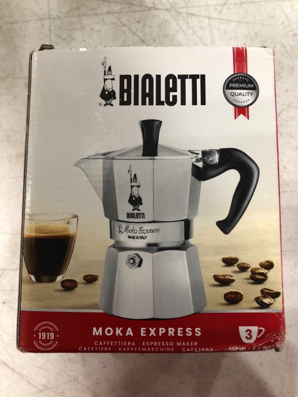 Photo 2 of Bialetti - Moka Express: Iconic Stovetop Espresso Maker, Makes Real Italian Coffee, Moka Pot 12 Cups (22 Oz - 670 Ml), Aluminium, Silver
