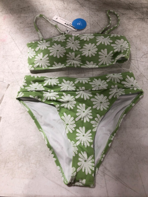 Photo 3 of Light Green Floral High Waisted Bikini Bottoms & Light Green Floral High Waisted Bikini Bottom. 

