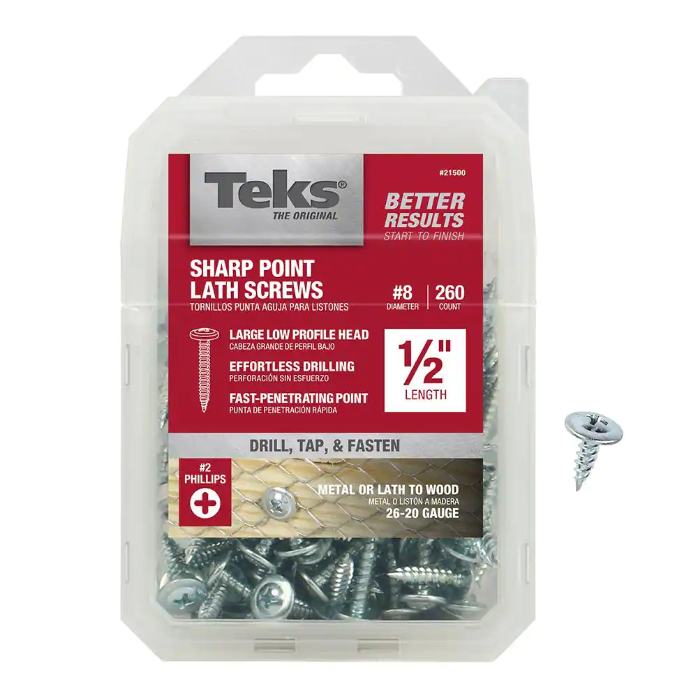 Photo 1 of #8 x 1/2 in. Zinc-Plated Steel Phillips Truss-Head Sharp Point Lath Screws (260-Pack)
