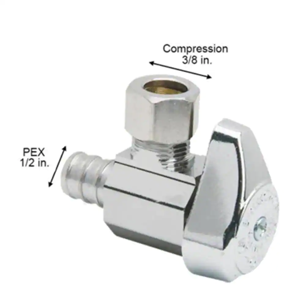 Photo 1 of 1/2 in. Crimp PEX Barb Inlet x 3/8 in. Compression Outlet Angle Valve
