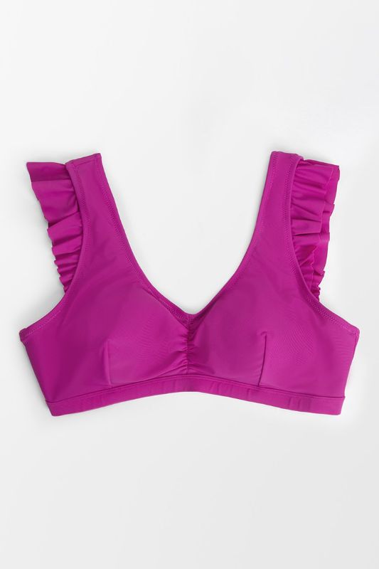 Photo 1 of Amira Fuchsia Ruffle Back Hook Plus Size Bikini Top (1x)
