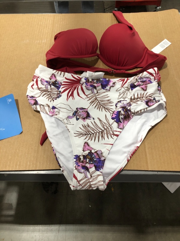 Photo 2 of Charmed Romance Halter Bikini Top & Shirring Bikini Bottom Set (L)
