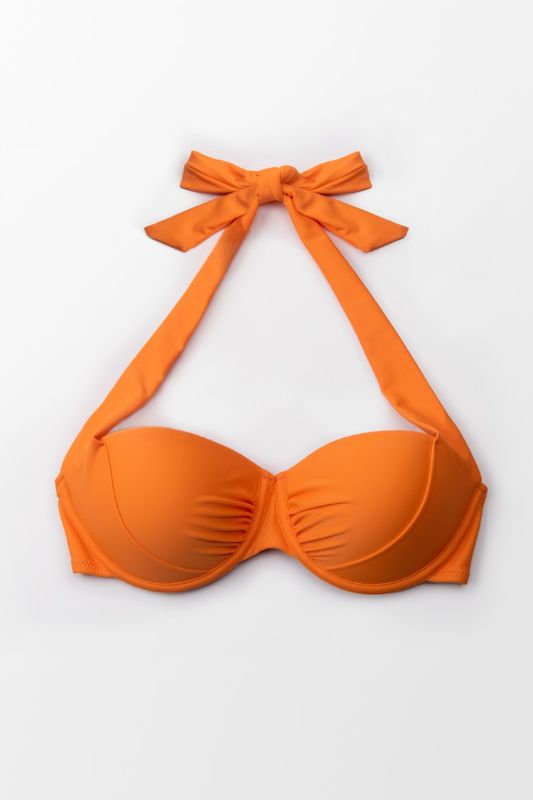 Photo 1 of Orange Halter Wide Straps Bikini Top (M)
