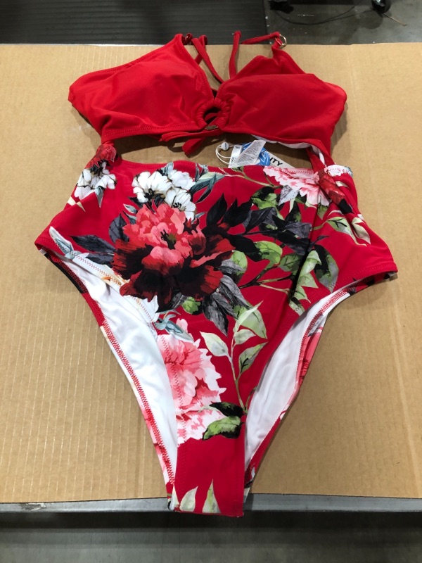 Photo 2 of Ariel Floral Cutout One Piece Swimsuit (XXL)
