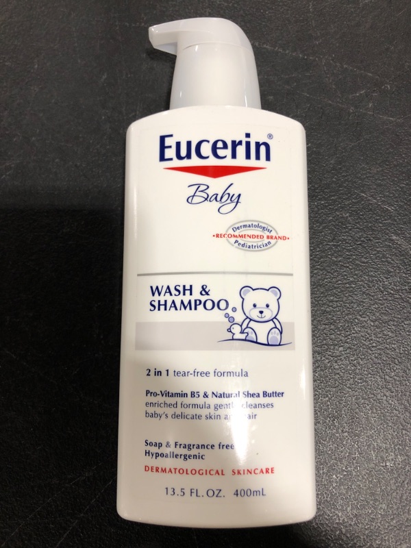 Photo 3 of Eucerin Baby Wash & Shampoo - 2 in 1 Tear Free Formula, Hypoallergenic & Fragrance Free, Nourish and Soothe Sensitive Skin - 13.5 fl. oz. Pump Bottle
