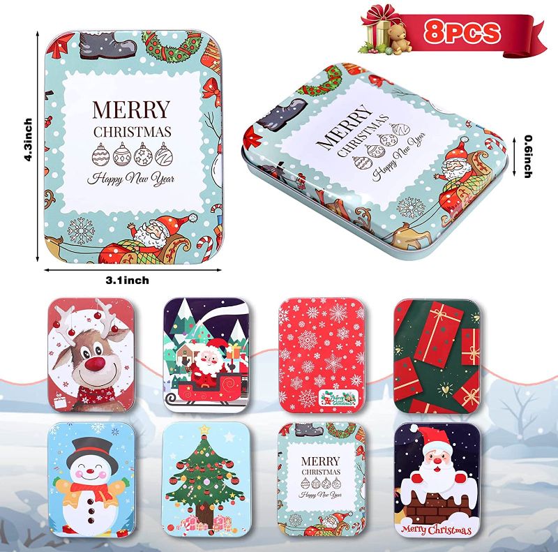 Photo 2 of 8Pcs Christmas Gift Card Tin Holder, Colorful Christmas Gift Card Tin Boxes 4.3" x 3.1" x 0.6" for Christmas Party Favors Supplies with Greeting Card (Color-1)
