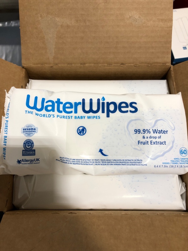 Photo 4 of WaterWipes Biodegradable Original Baby Wipes,?99.9% Water Based Wipes, Unscented & Hypoallergenic for Sensitive Skin, 720 Count (12 packs), Packaging May Vary
