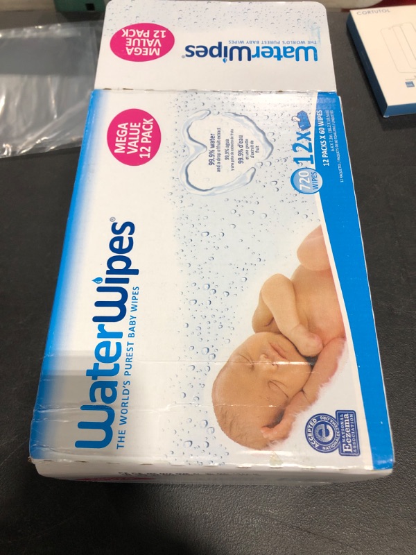 Photo 3 of WaterWipes Biodegradable Original Baby Wipes,?99.9% Water Based Wipes, Unscented & Hypoallergenic for Sensitive Skin, 720 Count (12 packs), Packaging May Vary
