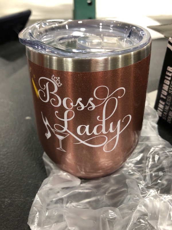 Photo 2 of Boss Lady Gifts - Large 12oz Wine Tumbler/Mug - Funny Gift idea for Girl Boss, Boss Babe, Glass, Women Bosses, Lady, Female, Office, Appreciation
