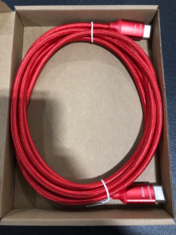 Photo 3 of Amazon Basics 10.2 Gbps High-Speed 4K HDMI Cable with Braided Cord, 10-Foot, Red

