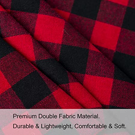 Photo 1 of 48 Inches Large Christmas Tree Skirt, Red and Black Plaid Buffalo Double Layers with Thick Felt Lining, Checked Tree Skirt for Xmas New Year Holiday Party Home Ornaments
