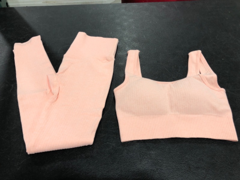 Photo 1 of CTHH TWO PIECE WOMEN'S OUTFIT FOR YOGA, PEACH COLORED, SIZE SMALL.