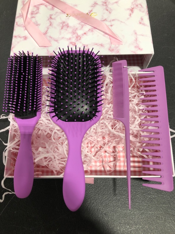 Photo 1 of CMM CREATIONS HAIR BRUSH AND COMB SET 4PCS. PURPLE.