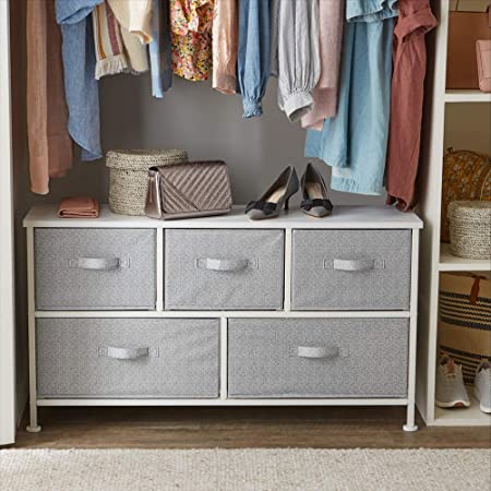 Photo 2 of Amazon Basics Extra Wide Fabric 5-Drawer Storage Organizer Unit for Closet, White
