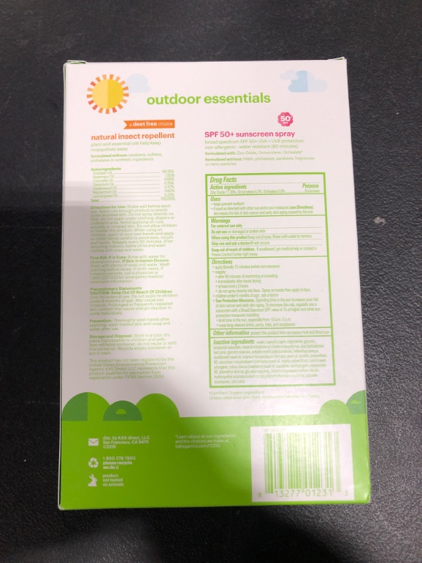Photo 1 of Babyganics 50 SPF Baby Sunscreen Spray and Bug Spray | Octinoxate & Oxybenzone Free | DEET Free, 6oz each, Combo 2 Pack
