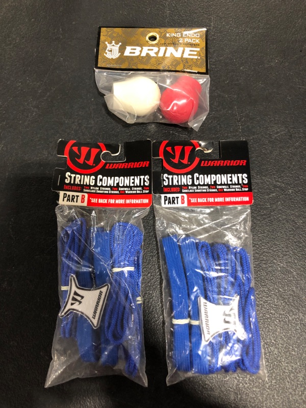 Photo 3 of Warrior Lacrosse Part B String Components Blue (2) & Brine Women's Lacrosse Two Pack King End Cap

LOT OF 3 ITEMS.