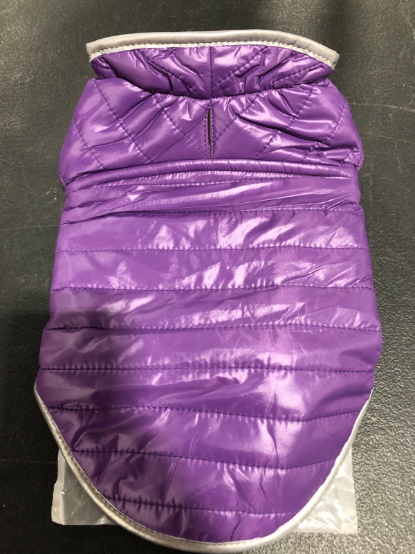 Photo 2 of HAMINARI DOG DOWN VEST, SIZE SMALL. PURPLE/GREEN.