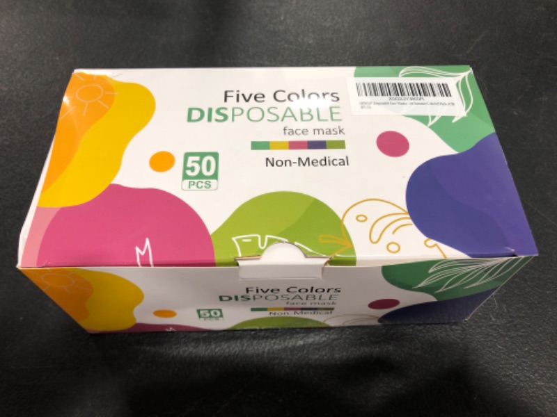 Photo 1 of FIVE COLORS DISPOSABLE FACE MASKS, 50PCS. NON-MEDICAL.