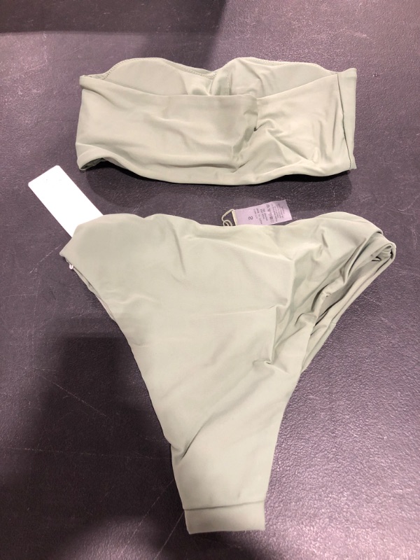 Photo 1 of WOMEN'S 2 PIECE SWIMSUIT, GREEN, SIZE SMALL.