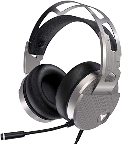 Photo 1 of QcoQce Z15 Gaming Headset PS4 Headset with Aluminum Frame - Xbox One Headset with Noise Canceling Mic, LED Light, 3D Surround Sound Over Ear Headphones for Nintendo Switch,PC,Mac
