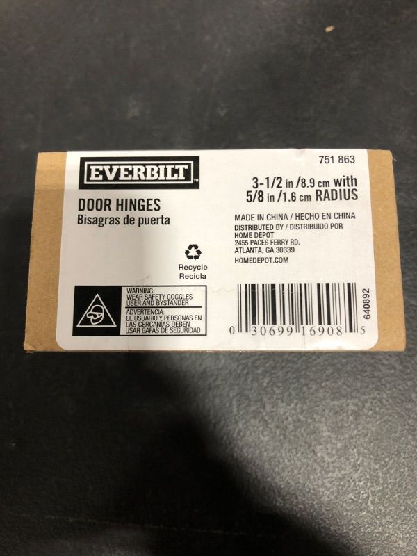 Photo 3 of 3-1/2 in. Satin Brass 5/8 in. Radius Door Hinges Value Pack (12-Pack)
