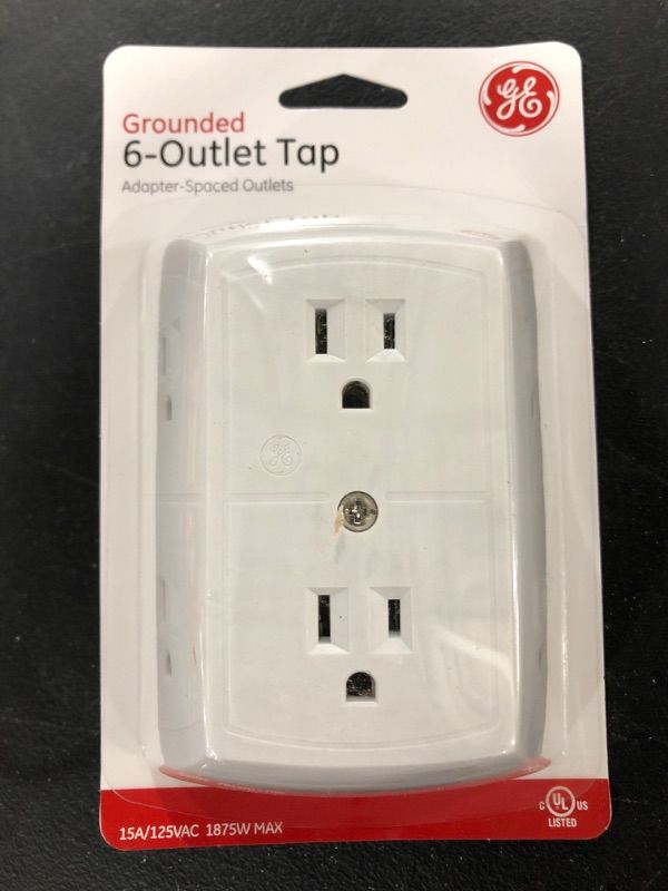 Photo 3 of GE 6-Outlet Extender, Grounded Wall Tap, Adapter Spaced Outlets, 3-Prong, Quick and Easy Install, UL Listed, White, 50759
