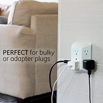 Photo 2 of GE 6-Outlet Extender, Grounded Wall Tap, Adapter Spaced Outlets, 3-Prong, Quick and Easy Install, UL Listed, White, 50759
