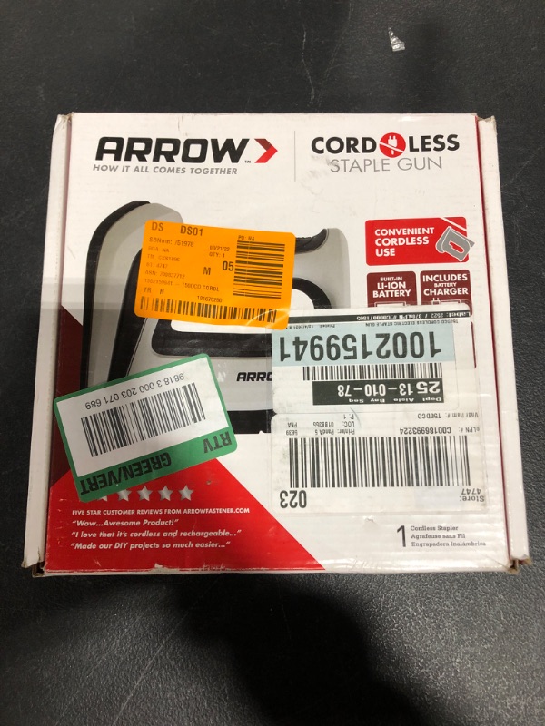 Photo 4 of Arrow Fastener Cordless 16 Ga. 3/8 in. Staple Gun Gray. PRIOR USE.
