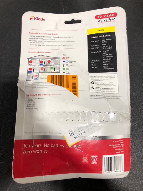 Photo 1 of 10 Year Worry-Free Sealed Battery Smoke Detector with Photoelectric Sensor
OPEN PACKAGE.