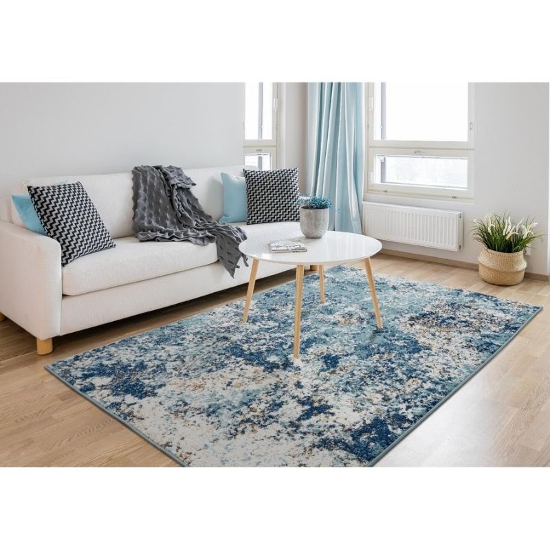 Photo 1 of Beverly Collection Blue 8 x 10 Abstract Polypropylene Area Rug 6490
