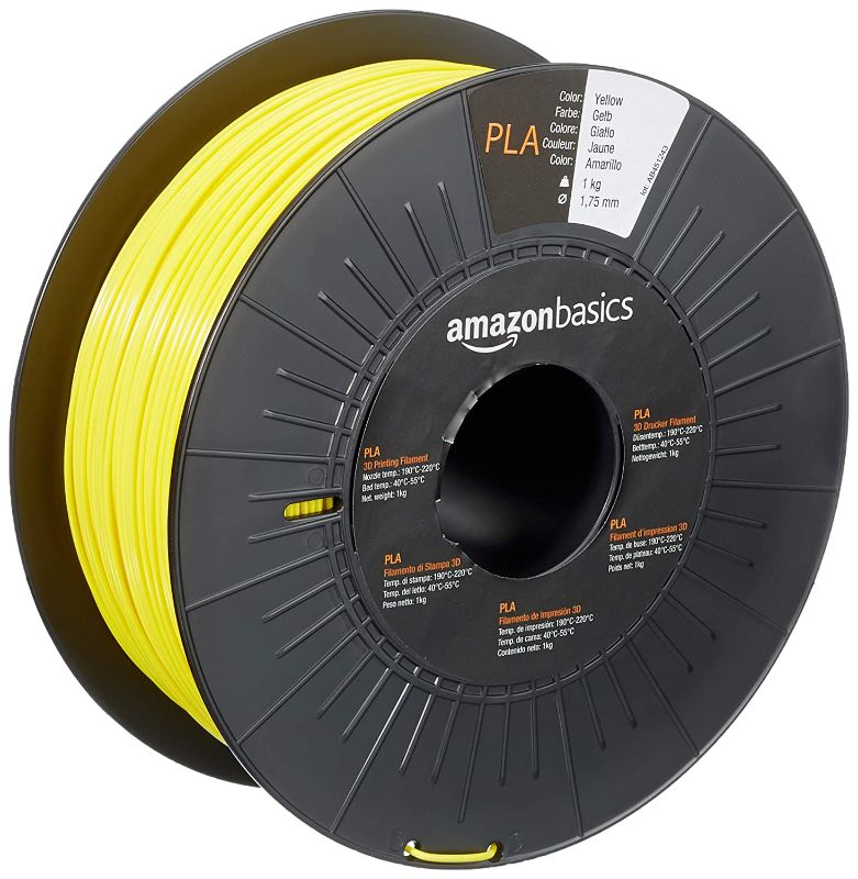 Photo 1 of Amazon Basics PLA 3D Printer Filament, 1.75mm, Yellow, 1 kg Spool
