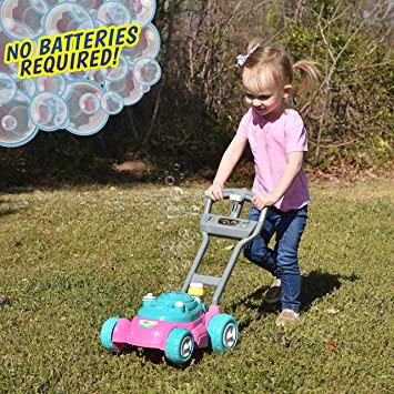 Photo 1 of Sunny Days Entertainment Bubble-N-Go Toy Lawn Mower with Refill Solution | Pink Bubble Blowing Toy - Maxx Bubbles
