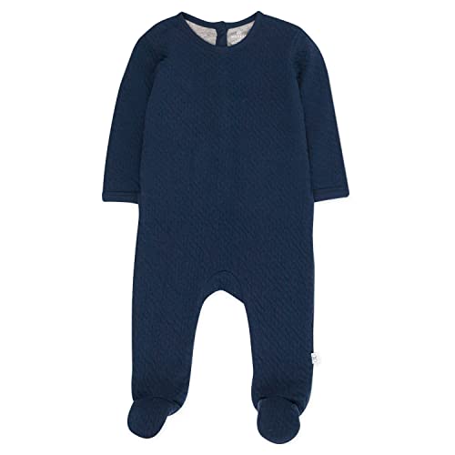 Photo 1 of HonestBaby Organic Cotton Matelasse Union Suit Coverall, Dark Navy, 3-6 Months
