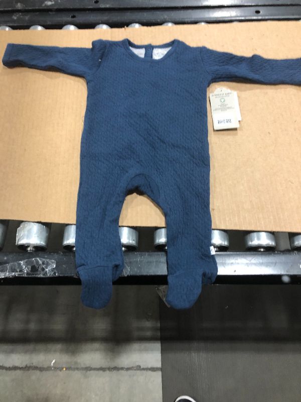 Photo 2 of HonestBaby Organic Cotton Matelasse Union Suit Coverall, Dark Navy, 3-6 Months
