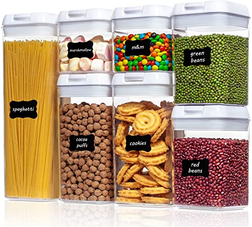 Photo 1 of Airtight Food Storage Containers, Vtopmart 7 Pieces BPA Free Plastic Cereal Containers with Easy Lock Lids, for Kitchen Pantry Organization and Storage, Include 24 Labels
