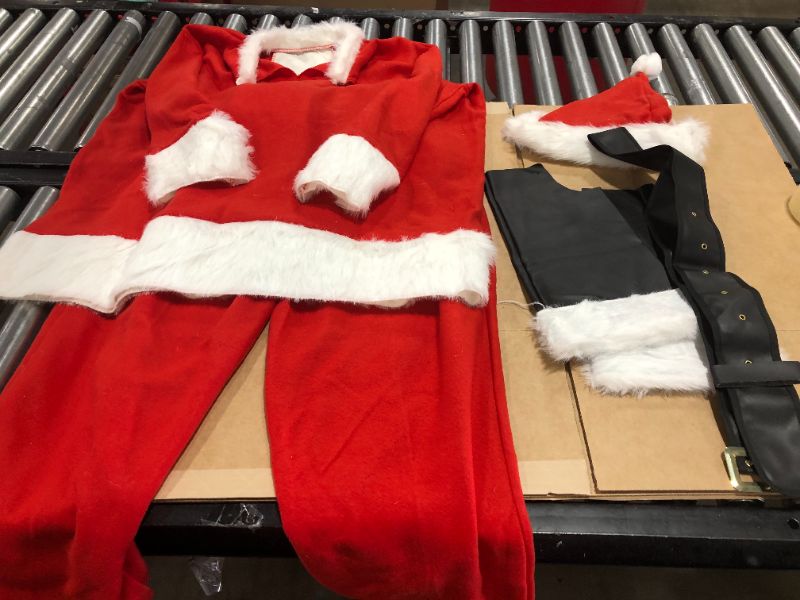 Photo 2 of 6pcs/set Santa Suit Deluxe Christmas Santa Claus Costume Complete Velvet Adults Santa Costume Set for Men Women 
