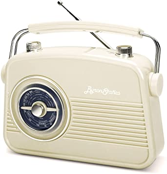 Photo 1 of ByronStatics Portable Radio AM FM, Vintage Retro Radio with Built in Speakers, Best Reception and Longest Lasting, Power Plug or 1.5V AA Battery - Cream
