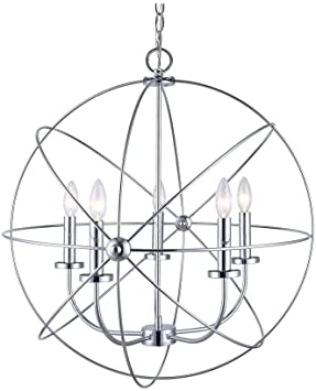 Photo 1 of CANARM ICH282B05CH25 Sumerside 5 Light Chandelier, 25.2" x 25.2" x 11.81", Chrome
