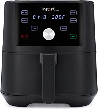 Photo 1 of Instant Vortex 6 Quart Air Fryer, Customizable Smart Cooking Programs, Digital Touchscreen and Large Non-Stick Air Fryer Basket, Black
